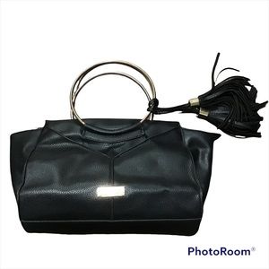 Bebe Black Bag With Gold Ring Handles